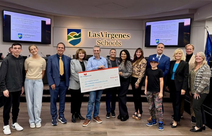 THE Foundation donates a $100,000 check to LVUSD